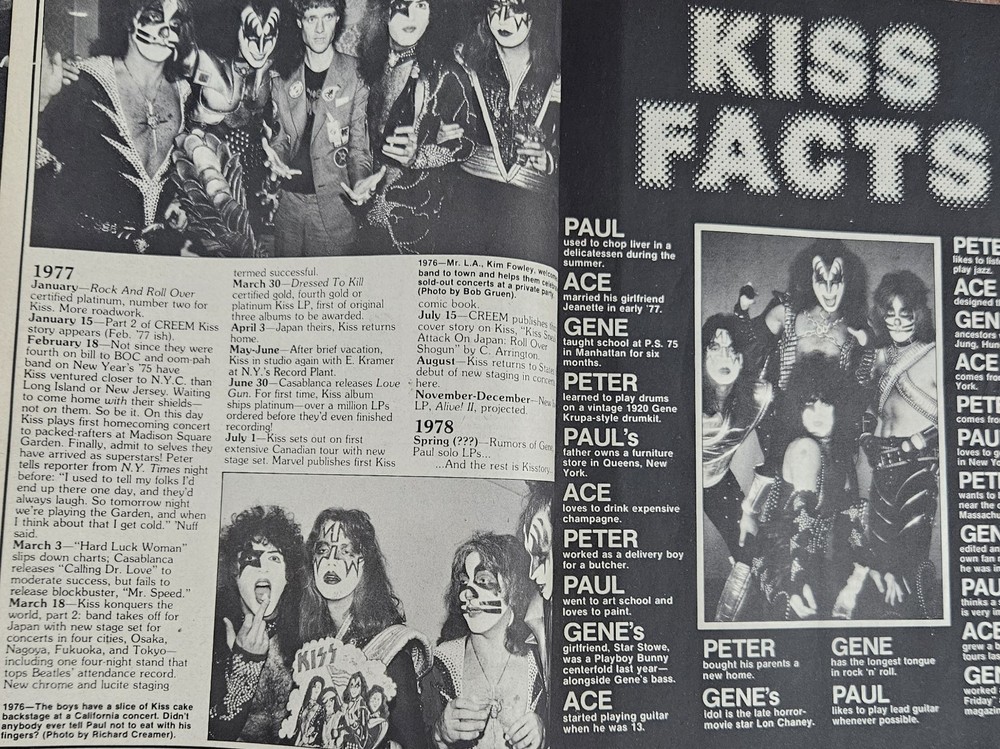 KISS CREEM SPECIAL EDITION Magazine 1977 Complete with centerfold poster
