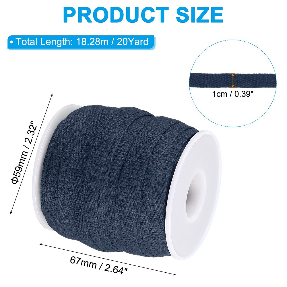 10mm x 66feet Inch Flat Drawstring Cord Drawstring Replacement, Navy Blue