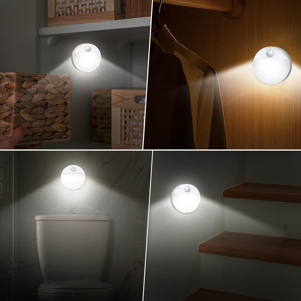 Motion Sensor Light 4 Pack Motion Sensor Night Light Battery Operated Closet ...