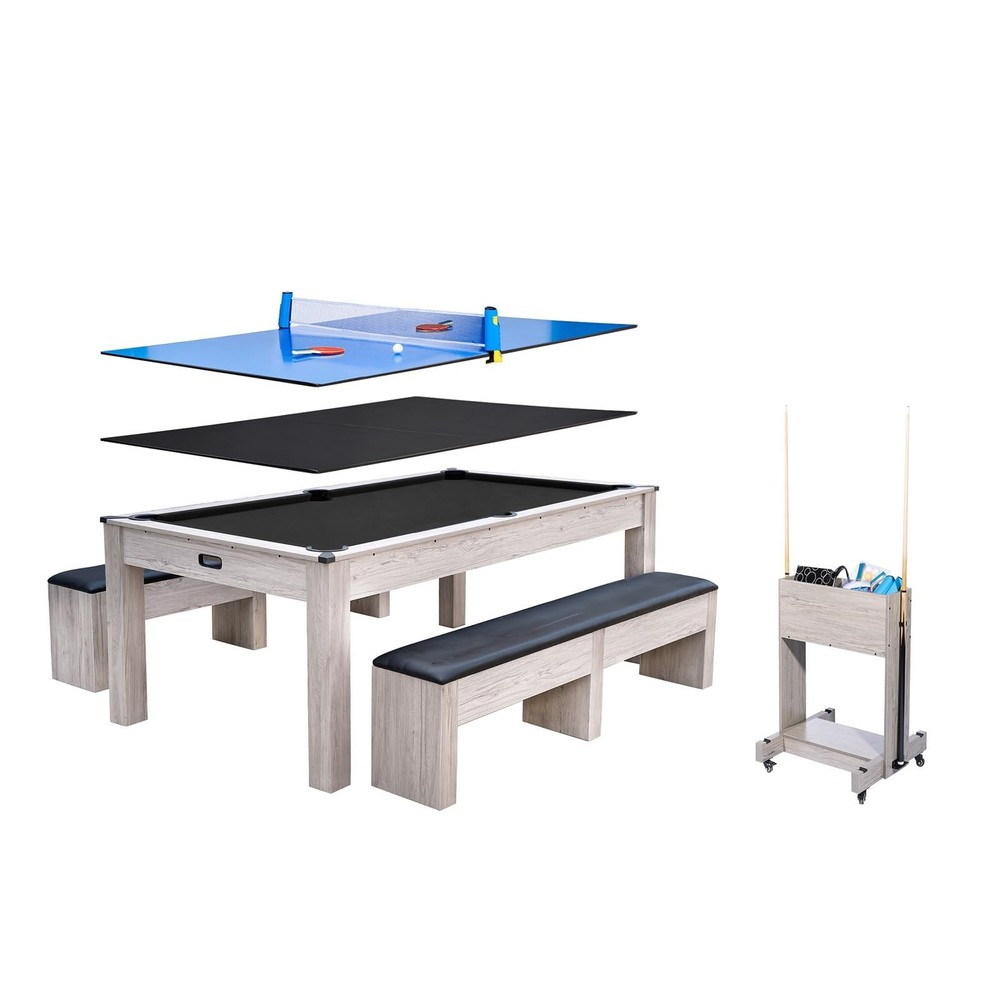 7ft Billiards Table Combo Set 3-in-1 Multi Game Pool Table Full Accessory