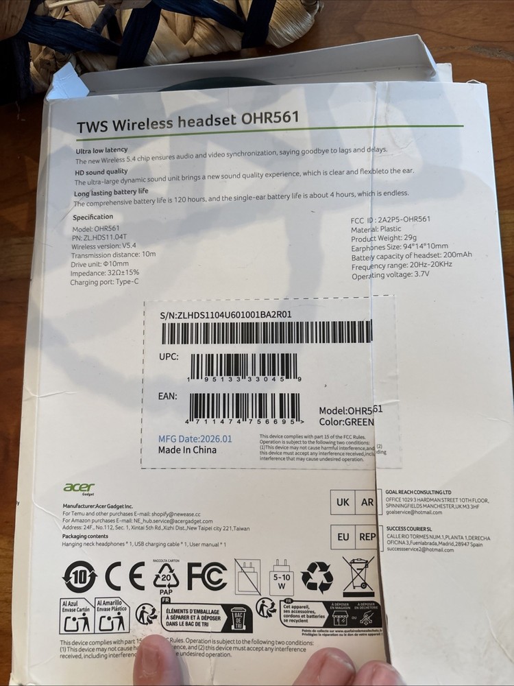 Acer TWS Wireless Headset Ohr561