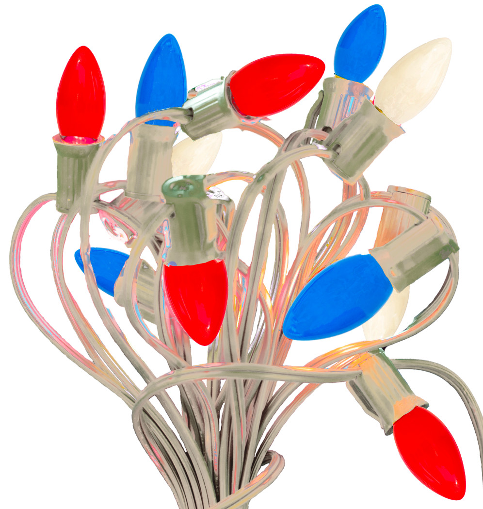 4th of July Outdoor Patio Lights Red White & Blue C7 Ceramic E12