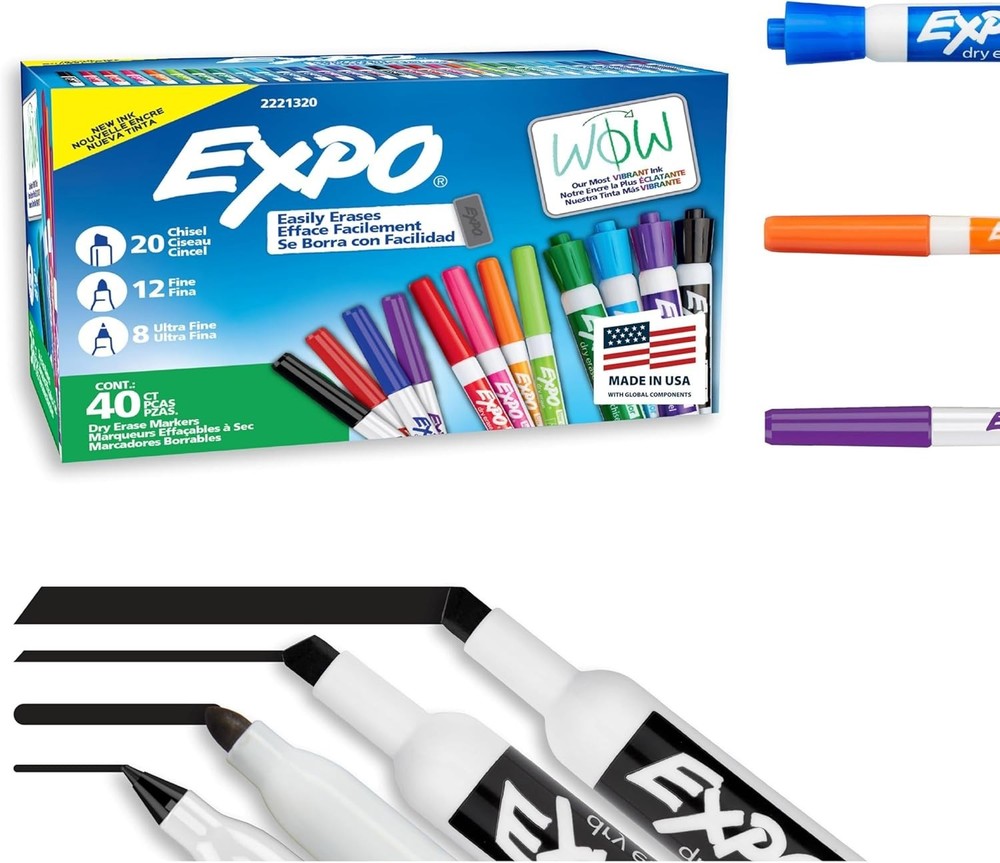 Dry Erase Markers Ultimate Pack, Chisel, Fine, Ultra Fine, Mixed Tips, Assort...