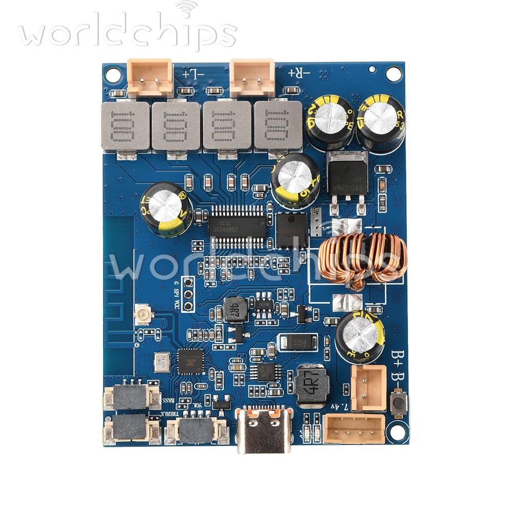 Bluetooth Amplifier Board 2*25W Adjustable Tuning Integrated Charging Type-C