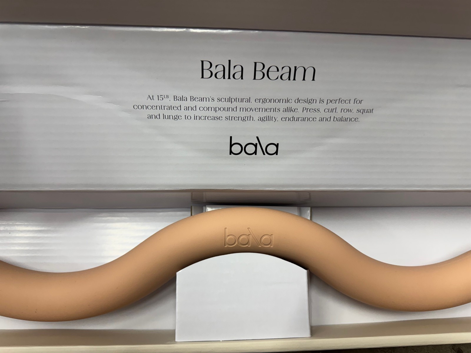 Bala Beam Curl Bar 15 lbs Weighted Bar Color Sand Pilates Workout Training