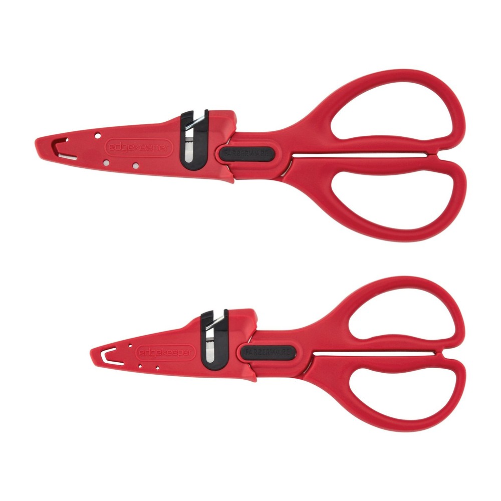 Farberware 2-Piece Red Shears Set EDGEKEEPER All Purpose + Utility Scissors NEW!