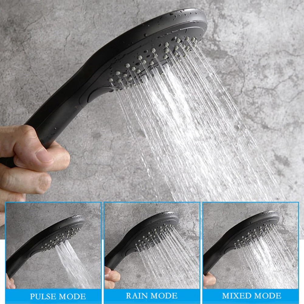 Matte Black LED Rain Shower Head - 2-Function Square Stainless Steel Ceiling Mou