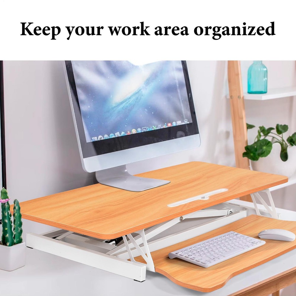 37'' Rustic Home Office Desk Riser Adjustable Standing Desk Converter