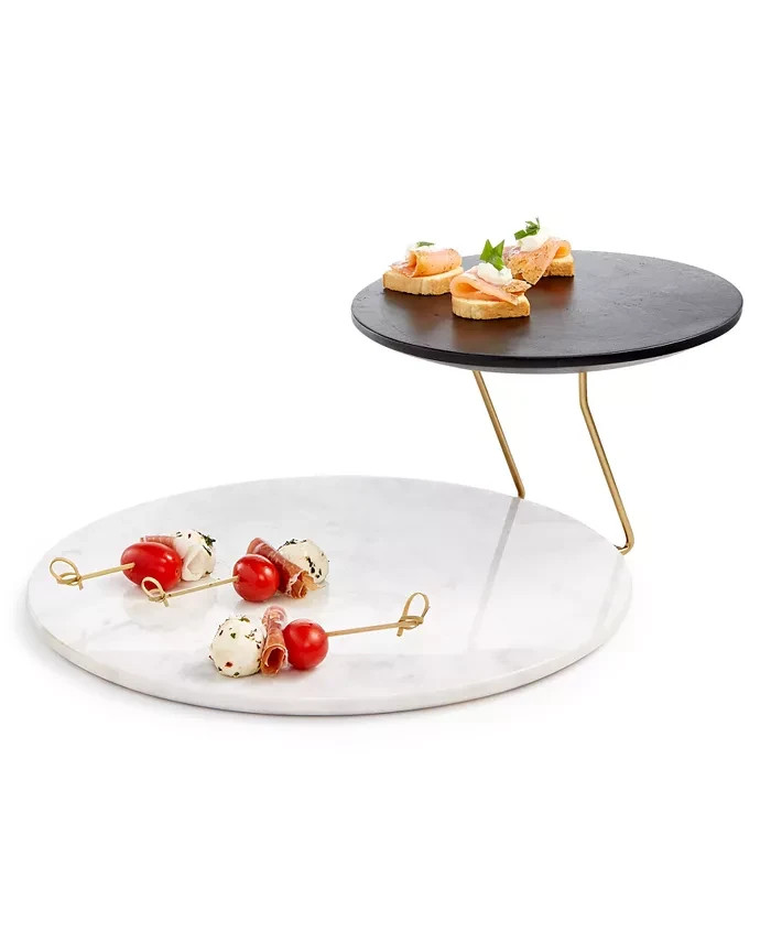 Hotel Collection Marble & Wood 2-Tier Server