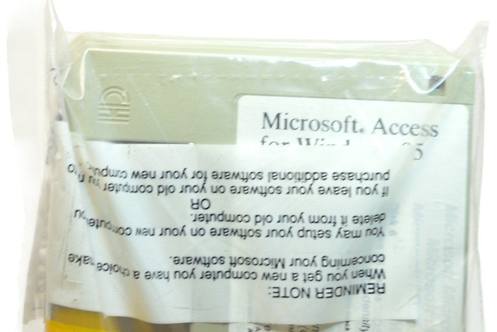 Microsoft ACCESS for Windows 95 on 10 floppy discs. New, sealed, collectable