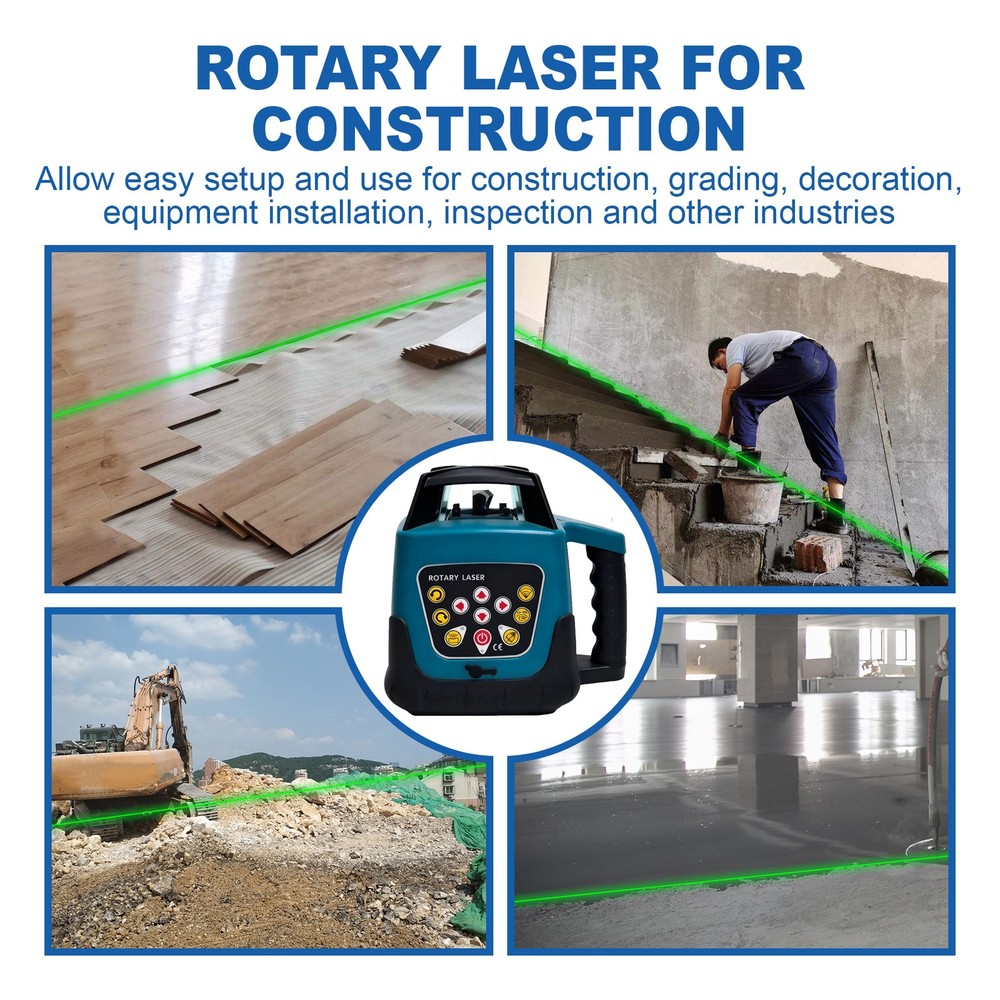 360° Rotary Rotating Laser Level Green Range Remote Automatic Self-Leveling 500M