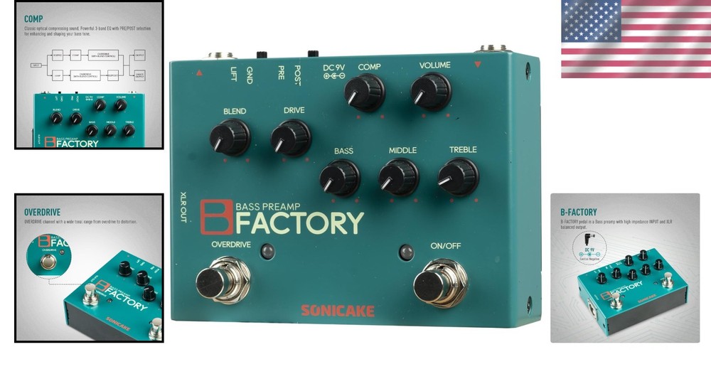Bass Pedal with Overdrive and Compression Effects