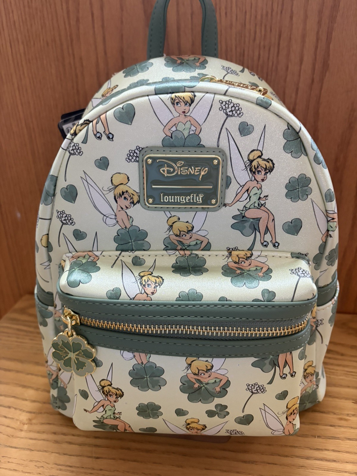 Loungefly Disney Peter Pan Tinker Bell Clover All-Over Print Mini Backpack
