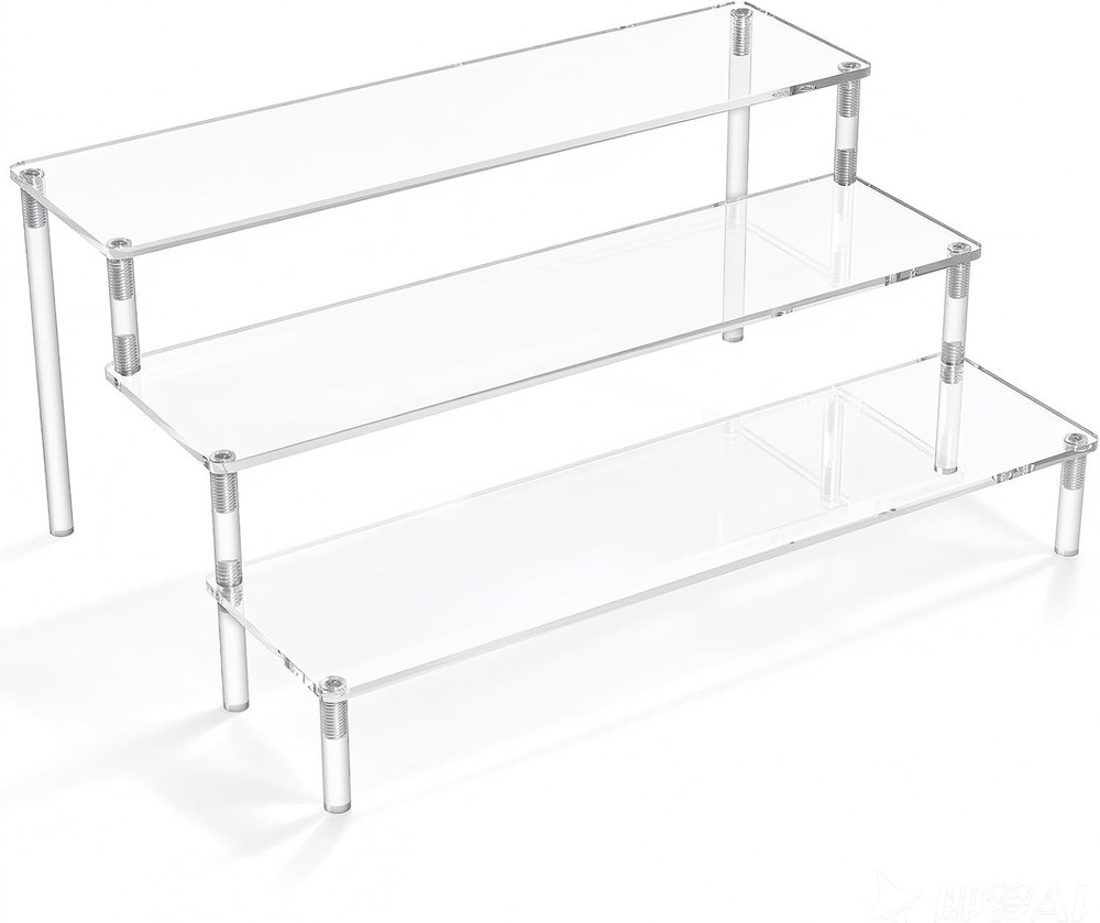 Acrylic Display Risers,Clear Display Risers Stand Small Mini Shelf 3 Tiered Cupc