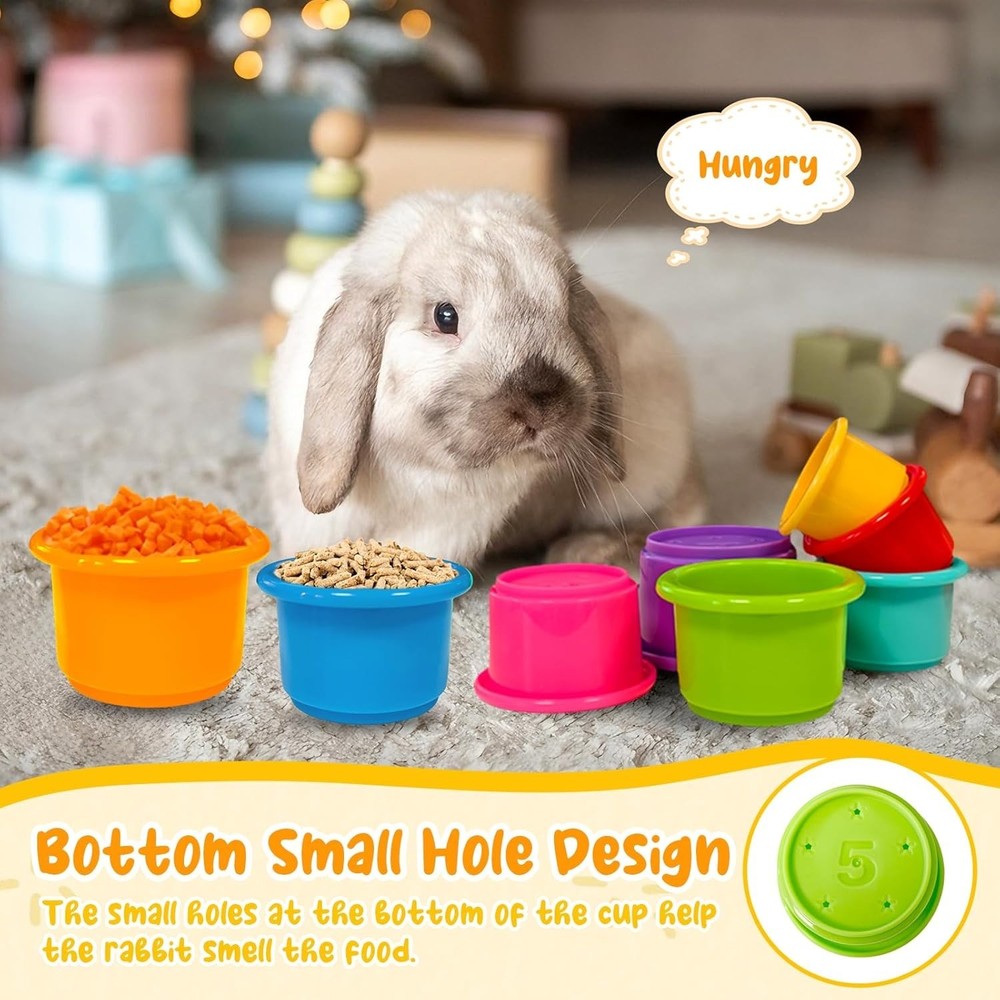 Interactive 8-Piece Nesting Cups for Rabbits & Guinea Pigs - Safe Playtime