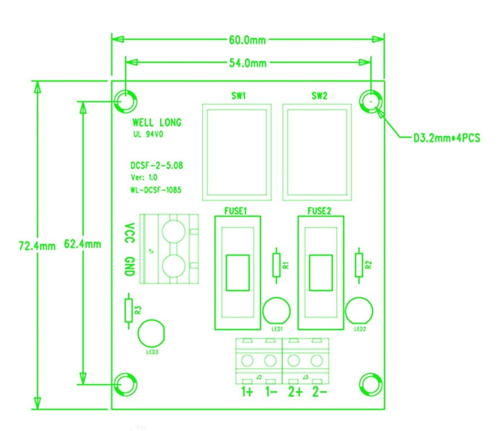 DIN Rail Mount 2 Position Switch DC Power Distribution Strip Module Fuse Splitte