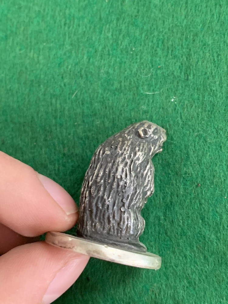 Hallmarked 1873 84 Russian Solid Silver Beaver Statue