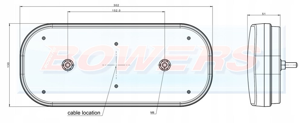 R/H LED REAR COMBINATION TRAILER LIGHT WITH PROGRESSIVE/DYNAMIC/MOVING INDICATOR