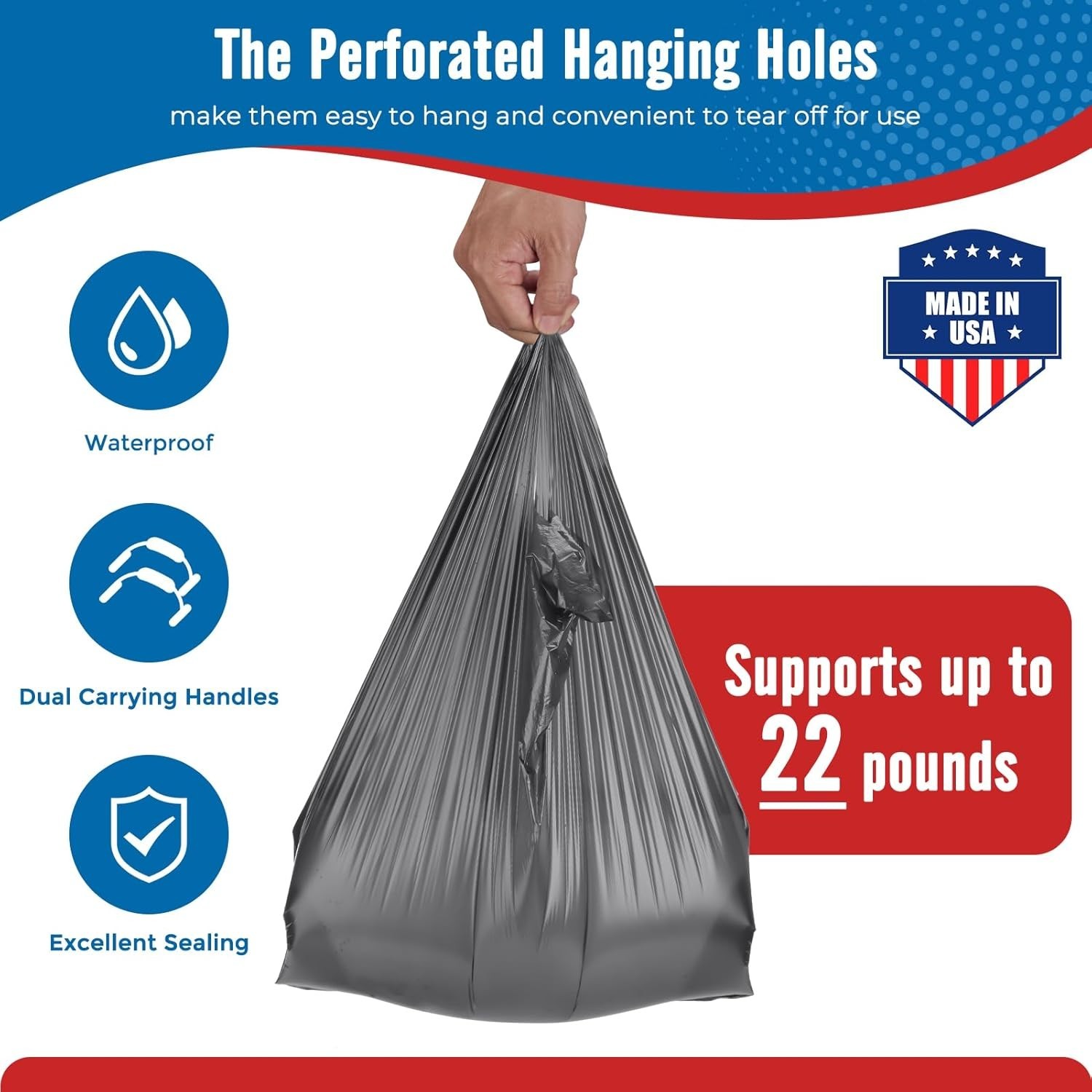 1000 Gray T-Shirt Bags 1/6 12" x 6.5" x 21", Plastic Grocery Shopping Bags