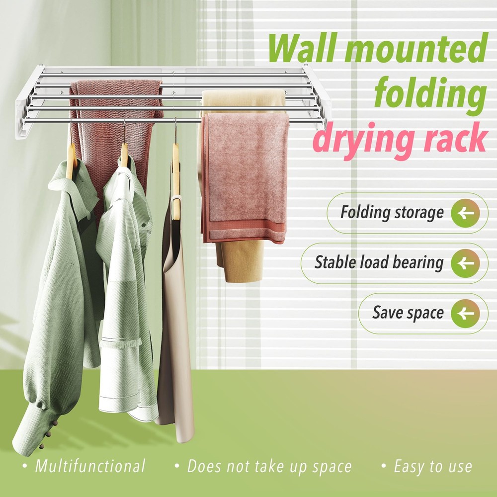 Wall Mounted Clothes Drying Rack 32 inches,Foldbale Laundry Drying Rack Wall ...