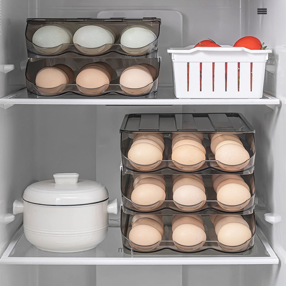 54 Grid Capacity Egg Holder for Refrigerator, Automatic Rolling Egg Storage R...