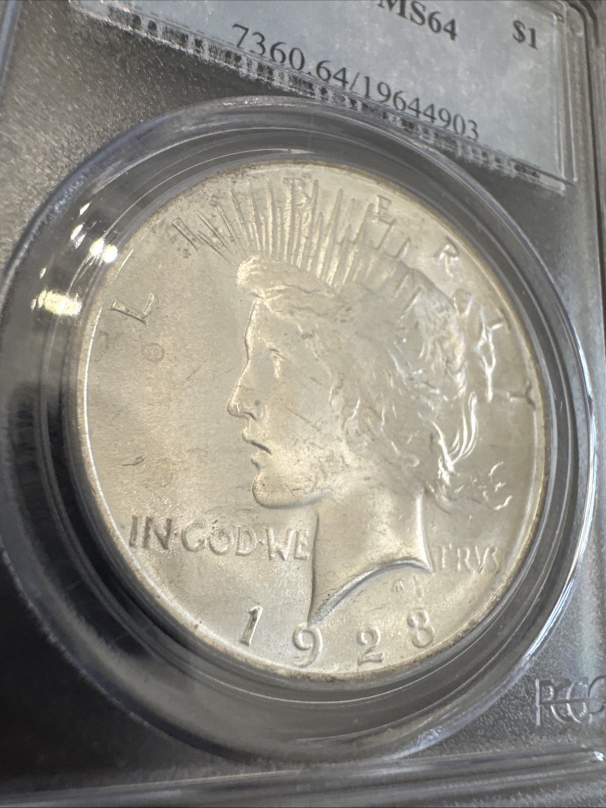 Peace Silver Dollar 1923 - 90% Silver Verified - PCGS MS64