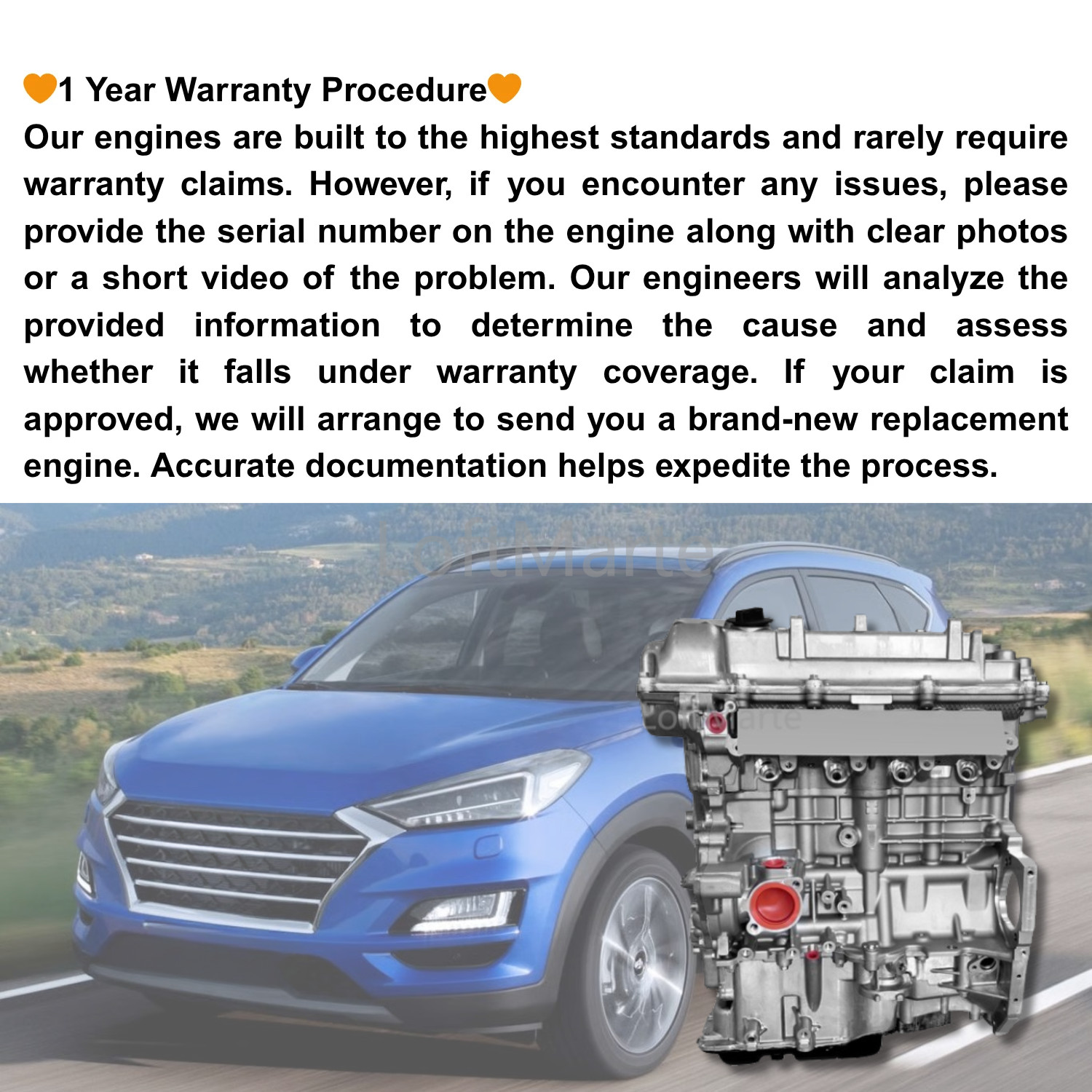 Fits 2016-2018 Hyundai Tucson Engine Motor 1.6L 4 Cyl Turbo G4FJ T-GDI Brand New