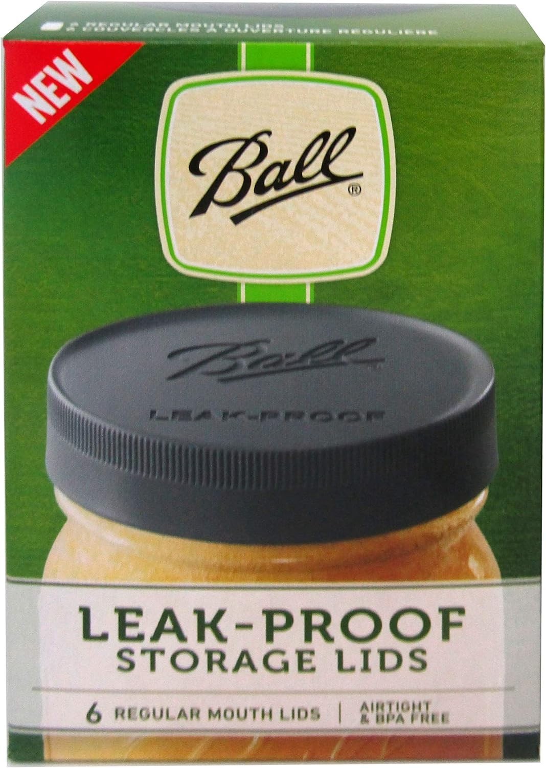 Ball Leak-Proof Plastic Lids for Mason Jars Regular 6-Count BPA-Free USA