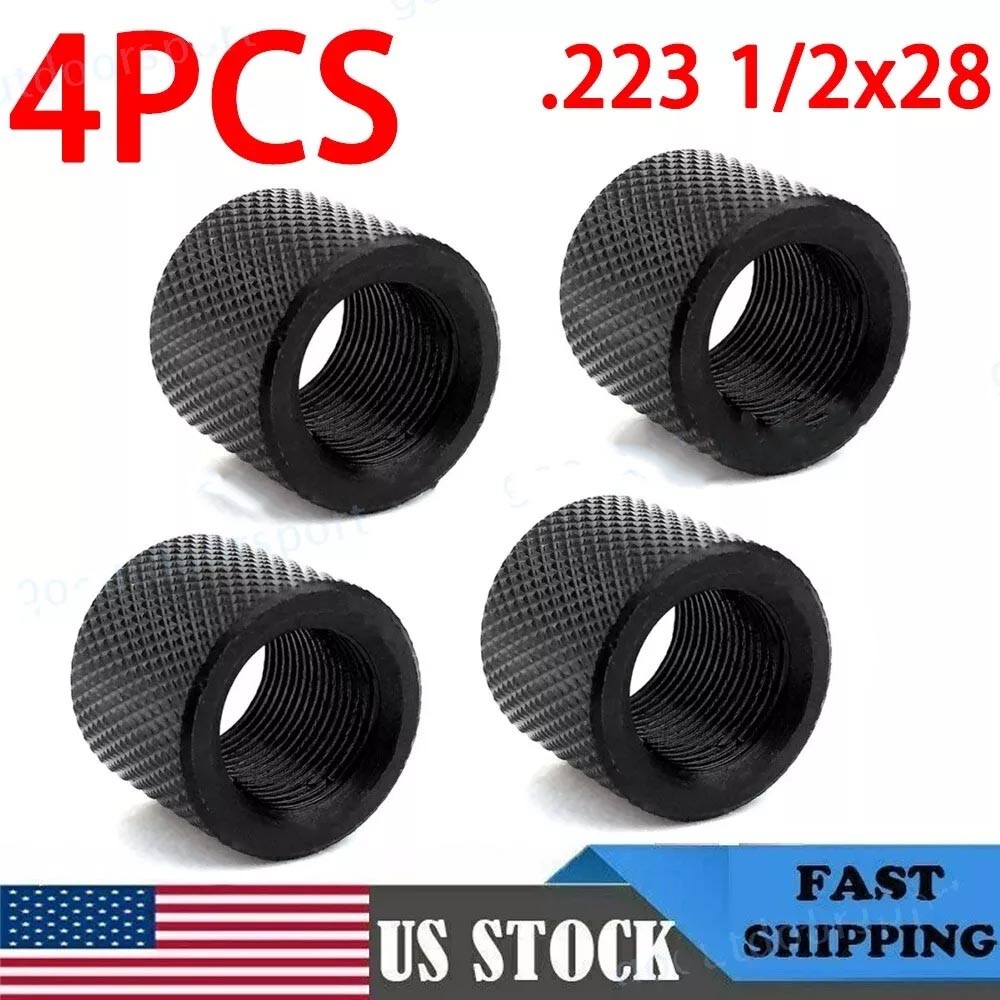 4PACK Black Steel 1/2x28 1/2-28 TPI Muzzle Brake Thread Protector For 9mm .223