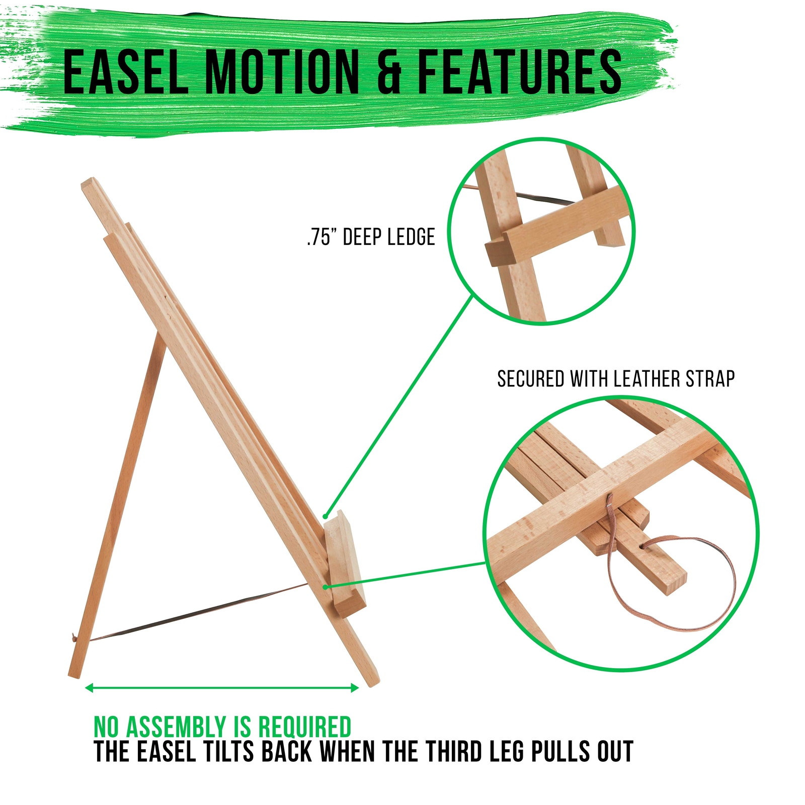 18" Large Tabletop Wood Display Stand A-Frame Artist Easel, Beechwood Tripod