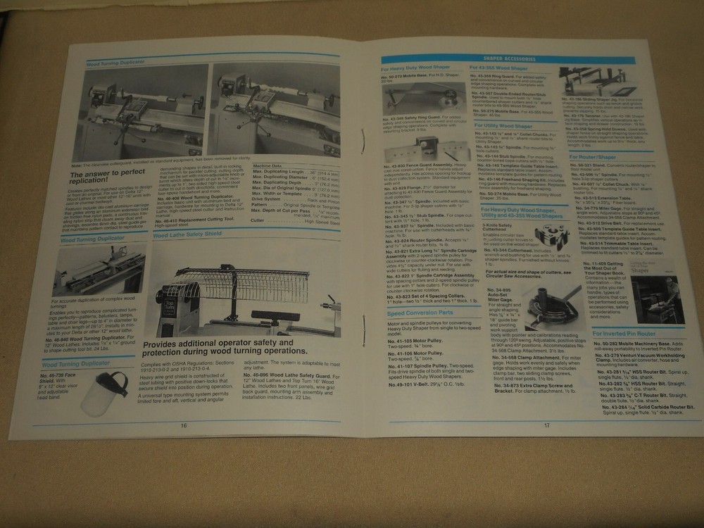 Vintage Delta Power Tools & Accessories Catalog 1995 Tool SPECIFICATIONS 30 pg