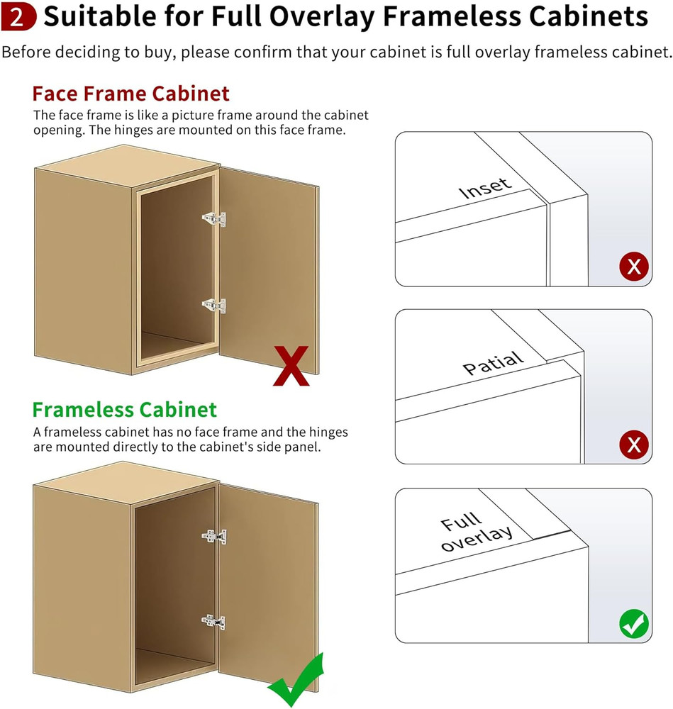 60 Pack Soft Close Concealed Hinges for Kitchen Cabinets, 105° Angle