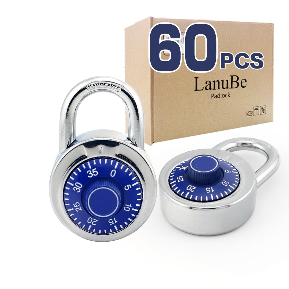 Standard Dial Combination Lock, 2 in. Wide, with Different Combinations, Blue...