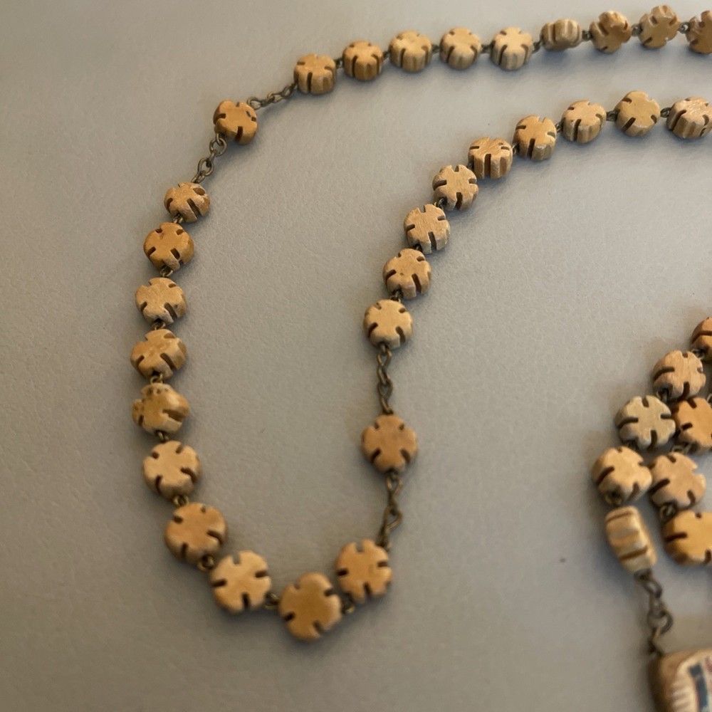 Vintage Rosary Maltese Wood Beads Catholic G30