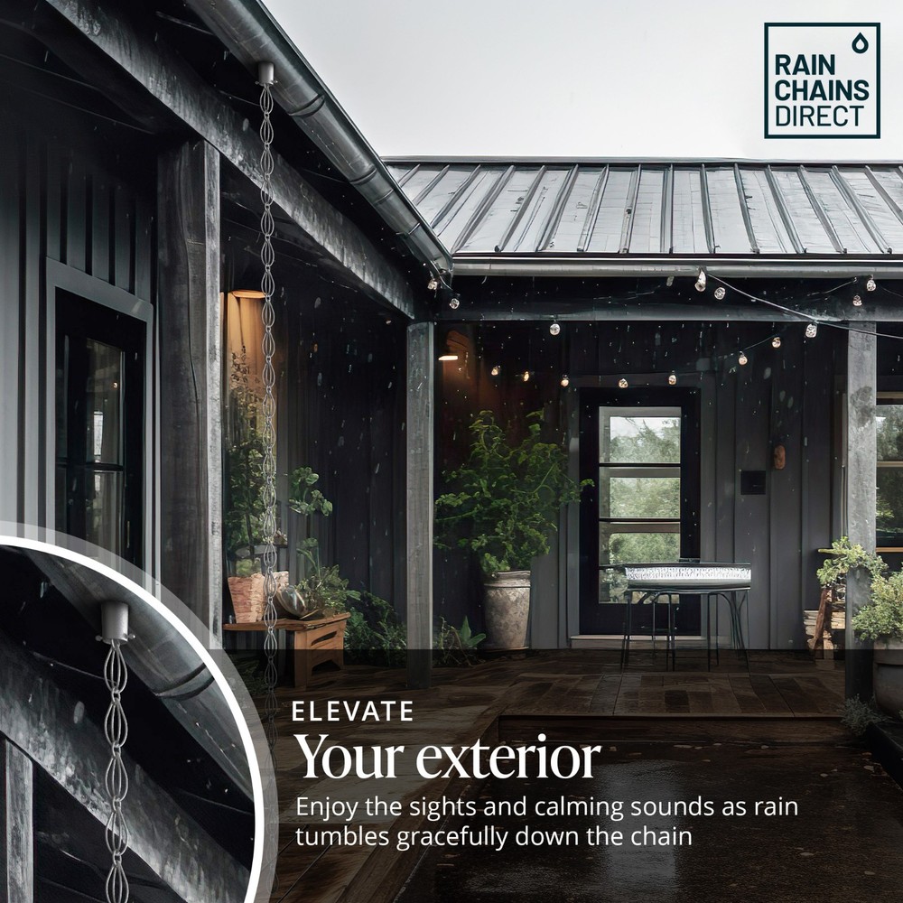 Rain Chains Direct Double Oval Loop Rain Chain 8.5ft Gray – Open Box (NEW)