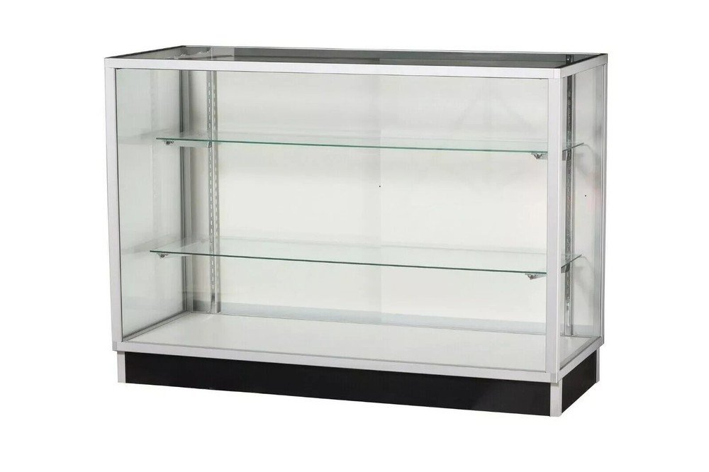 Extra Vision Glass Display Showcase with Silver Aluminum Frame