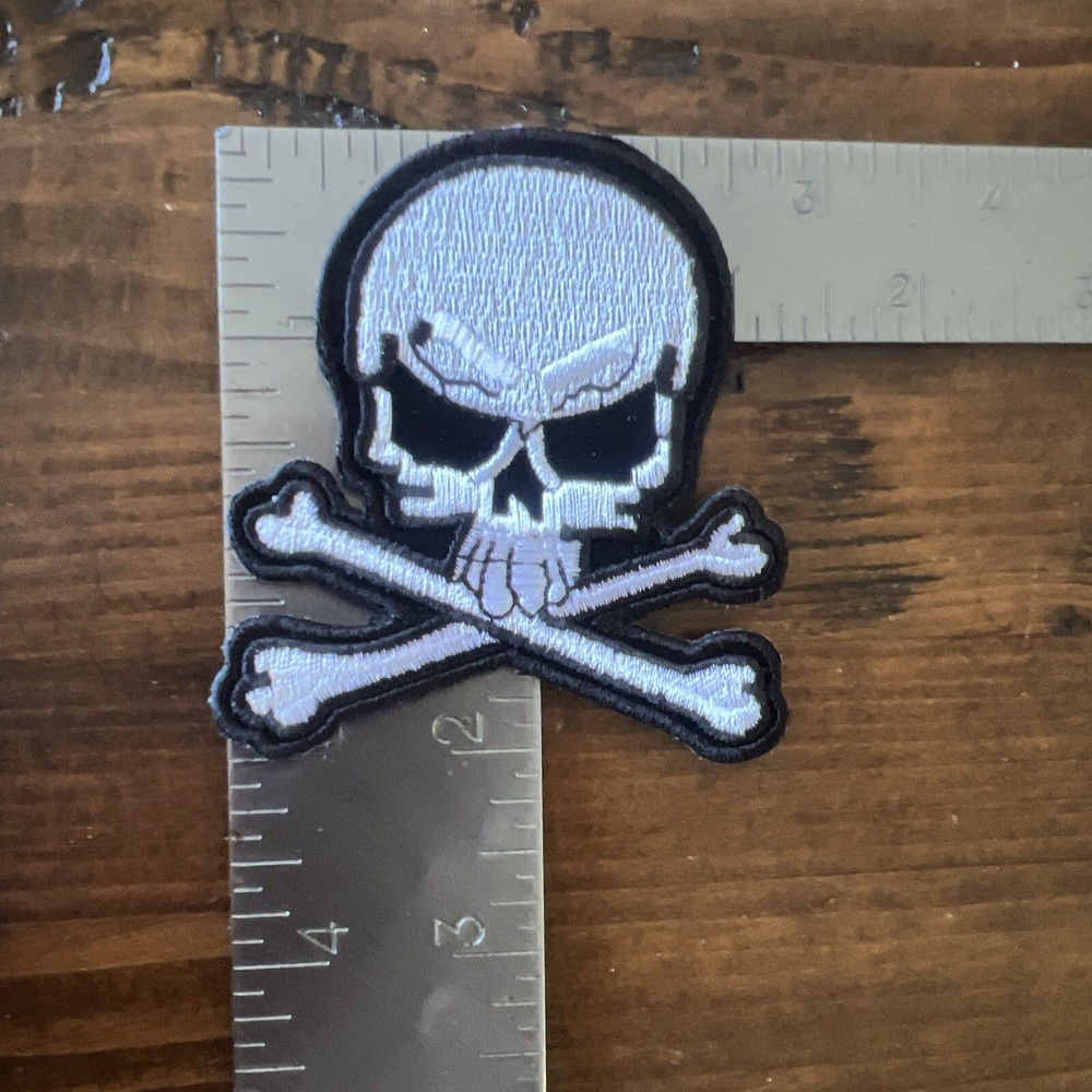 Skull And Crossbones Black & White  3” Patch