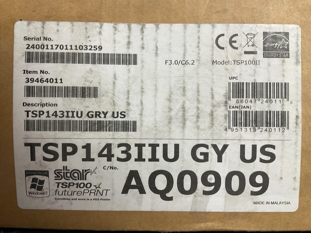 Star Micronics TSP143IIU USB Receipt Printer gray 39464011 ✅❤️️✅❤️️ OPEN BOX