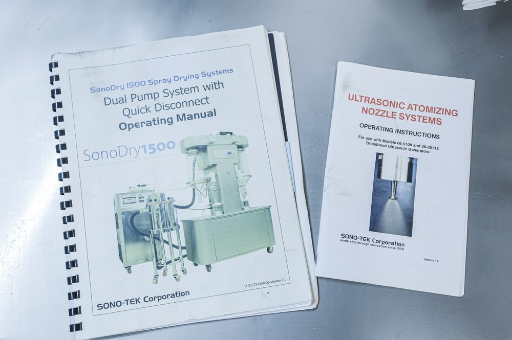 Sono-Tek SonoDry 1500 Dual Pump System SD1500 Spray Drying Ultrasonic Atomizing