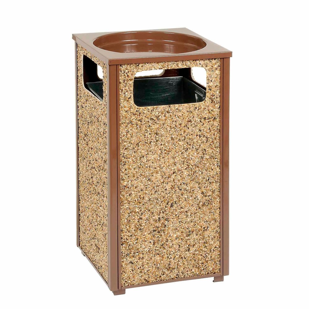 Stone Panel Trash Sand Urn Brown 17-1/2" Square X 32"H