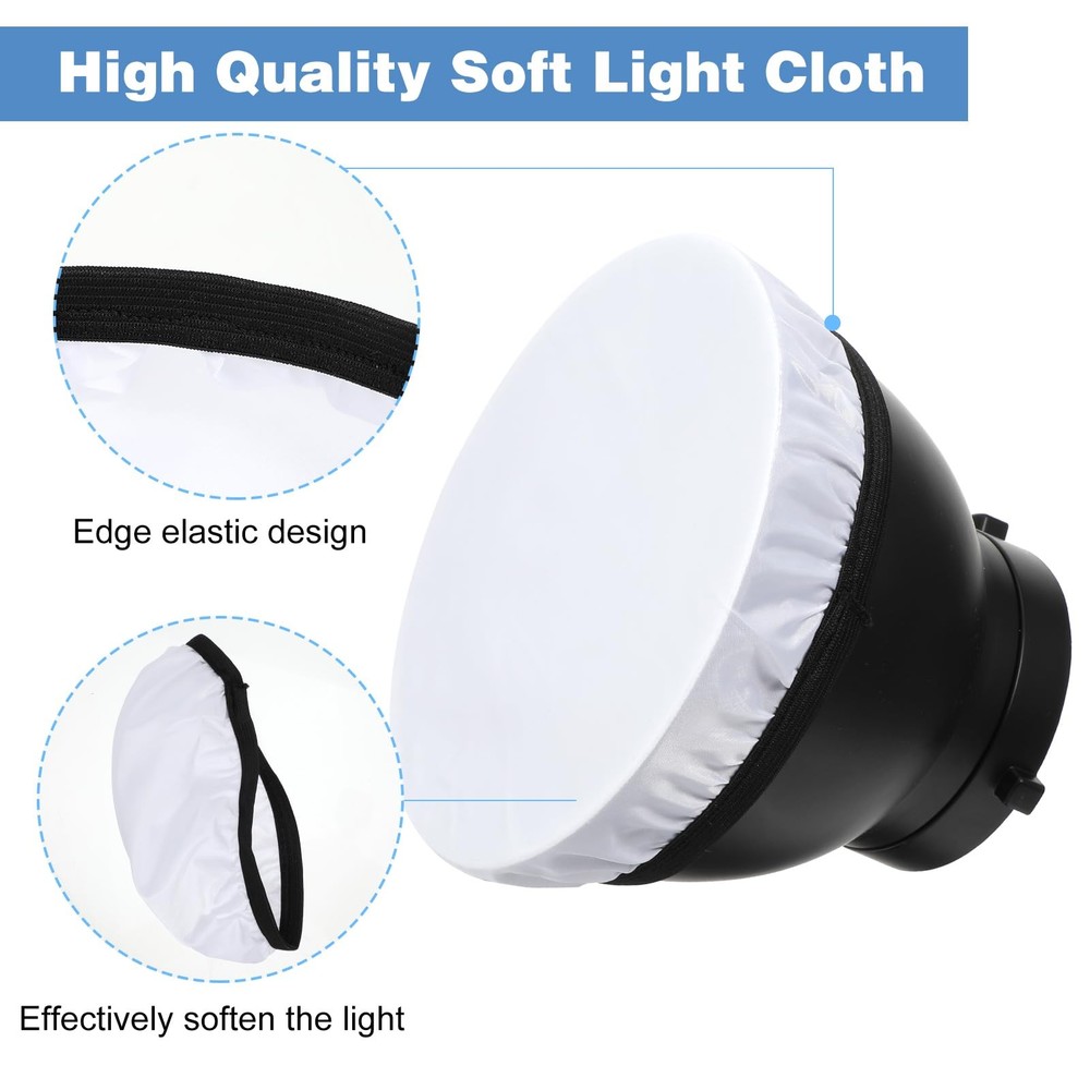 7-Inch Diffuser Light Socks for Studio Strobe Reflectors - 5 Pack