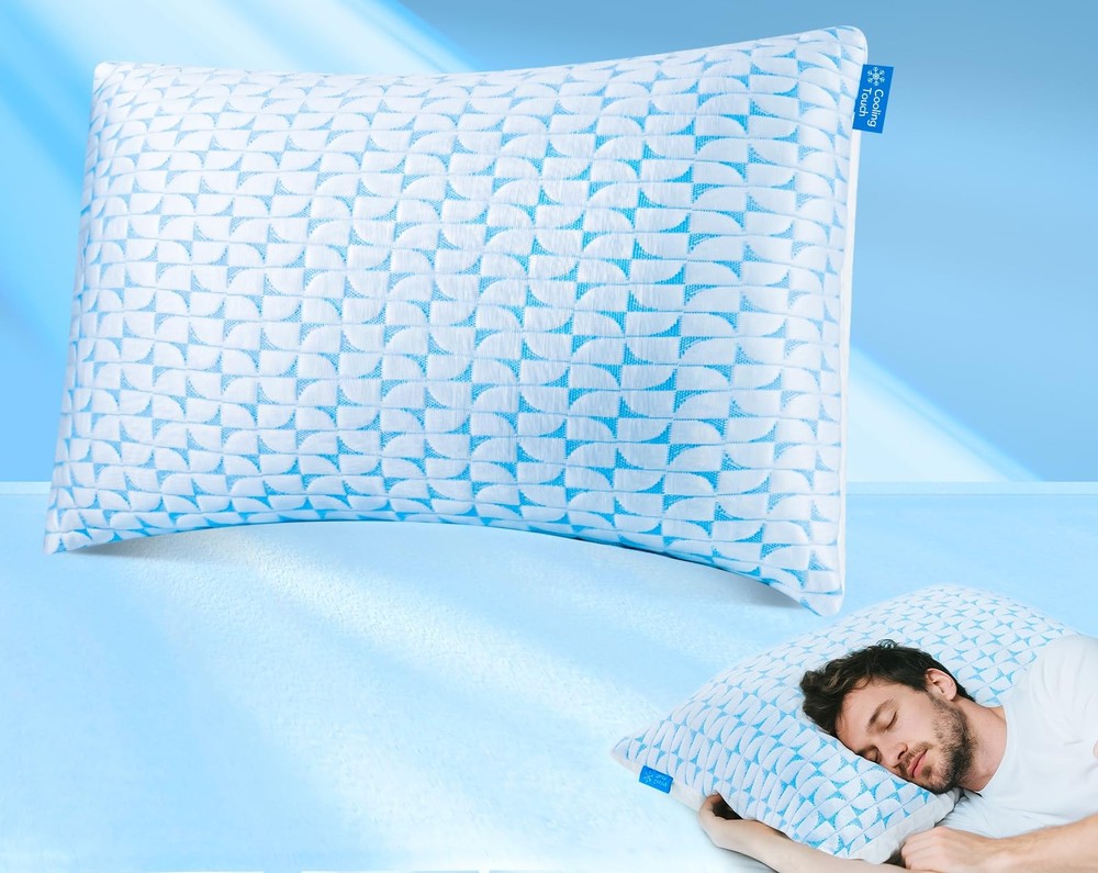 QUTOOL Cooling Firm Side Sleeper Pillow, Adjustable Shredded Memory Foam