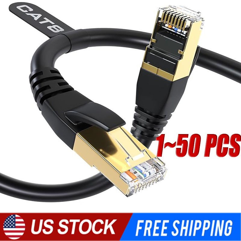 Cat 8 Ethernet RJ45 Cable Super Speed 40Gbps Patch LAN Network Gold Plated LOT