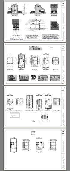 14x14 Tiny House -- 343 sq ft -- PDF FloorPlan -- Model 3A