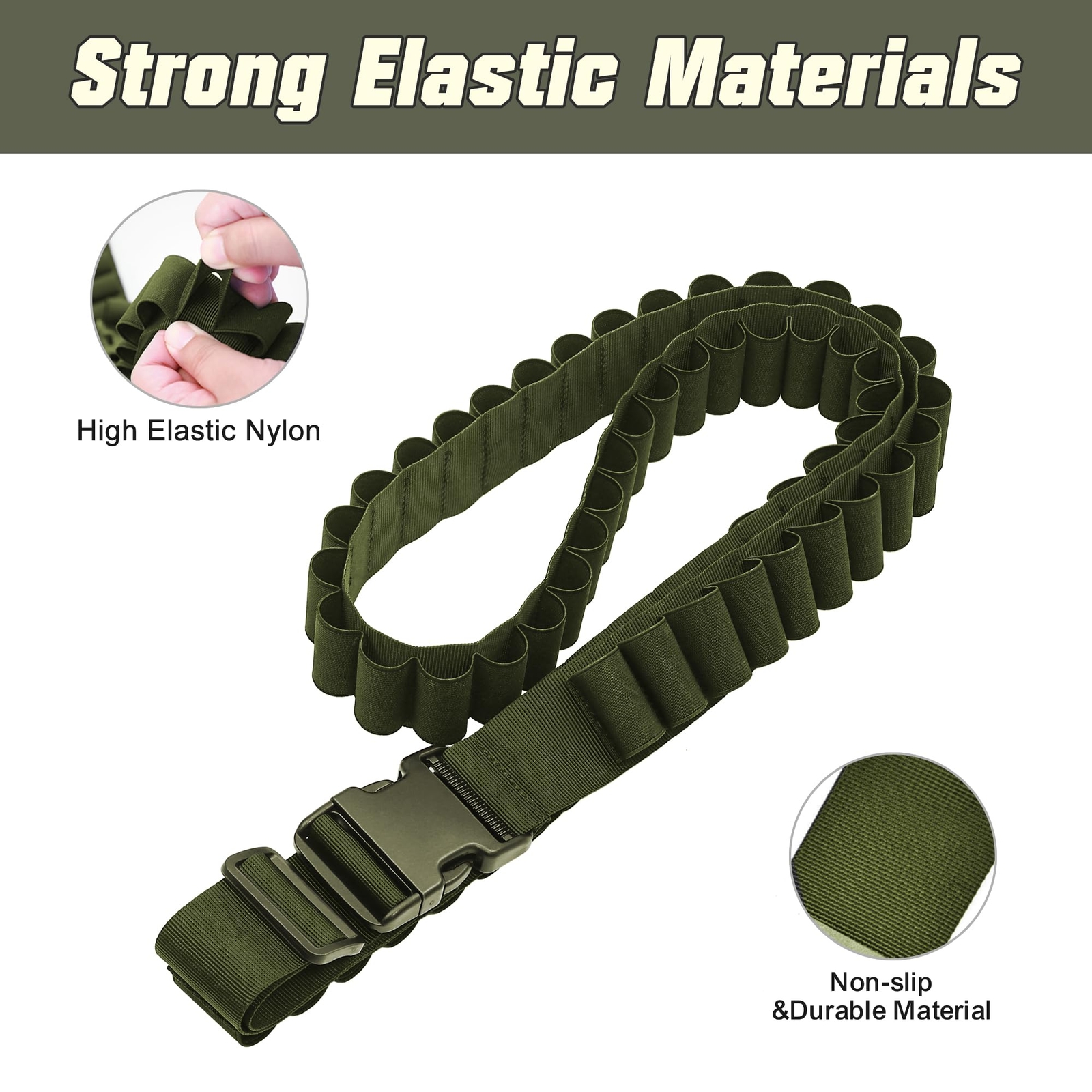 US Tactical 50 Rounds Shotgun 12/20GA Shell Bandolier Ammo Belts Holder Hunting