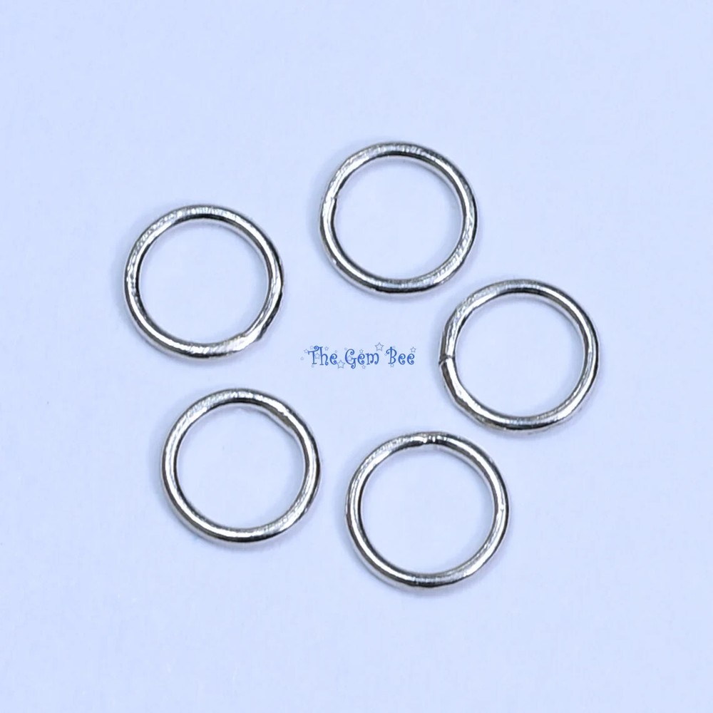 5MM 14K Solid White Gold Round CLOSED Jump Ring Finding Quantity: 5