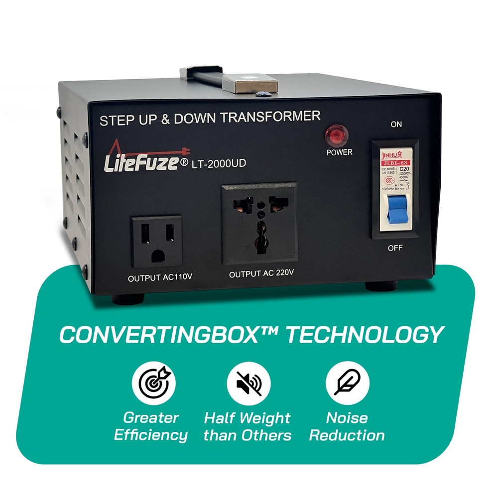 LiteFuze 2000 Watt Voltage Converter Transformer Step Up/Down (LT-2000UD)