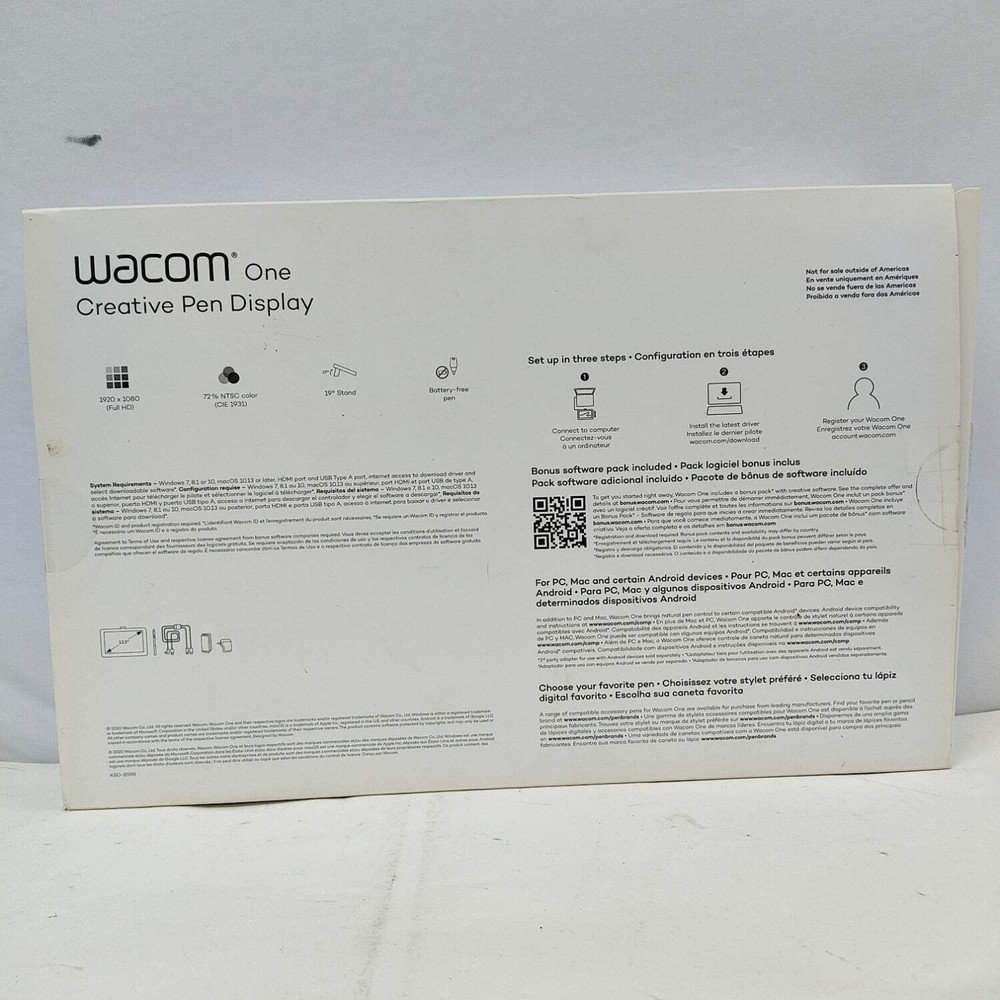 Wacom One Creative Pen Display KSO-B598
