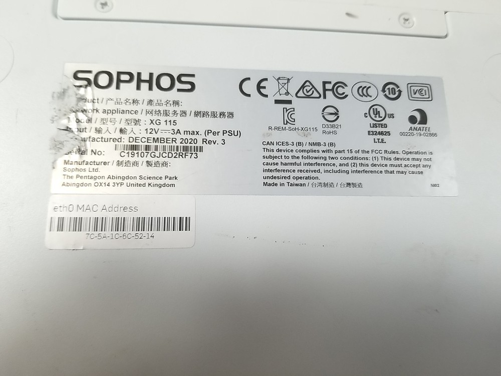 Sophos XG 115 Rev. 3 Network Security Firewall. UNIT Only! *READ⬇️*