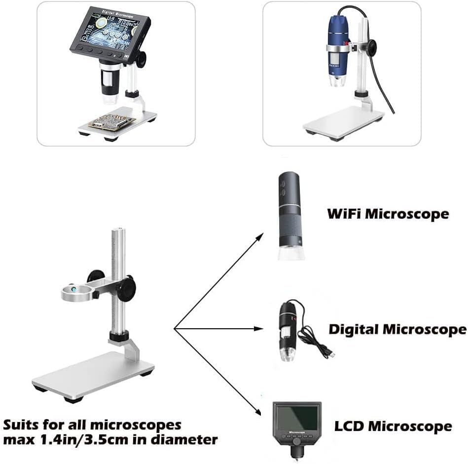 Universal Microscope Stand Pro, Stable Professional Aluminum Alloy Scope Base...